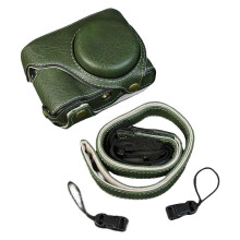 Camera case for Panasonic Lumix DMC-ZS99/TZ99 with PU leather and flannel lining Green