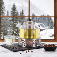 TeewäRmer KaffeewäRmer Aus Edelstahl mit Teelichthalter Teesockel Hohl Geschnitztes Design Heizung KaffeewäRmer