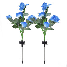 Flores artificiais realistas, luzes decorativas solares em formato de rosa com economia de energia, luminárias de estaca externas à prova d'água