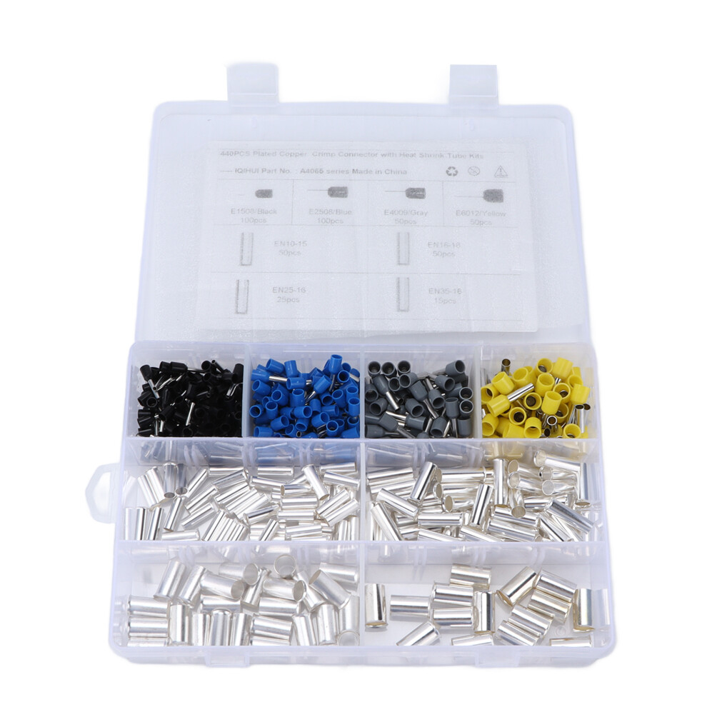 Non Insulated Butt Connectors Corrosion Resistance Crimp Terminal Connector Wire Ferrules Kits Tin Plated Red Copper Anti Oxidation Easy Use For Car 9437117520373