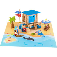 Beach Day 120 Pieces - JEUJURA - Natural Wood Building Set, Carpet and Accessories Included, 32x27x11 cm
