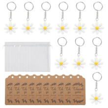 10Pcs Daisys Pattern Key Rings with Thank You Cards for Party
