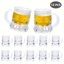 (12pcs) Transparente Mini-Bierbecher mit Griffen, Trinkgläser für Whisky-Verkostung, Bierfest, Geburtstagsfeier, Familientreffen