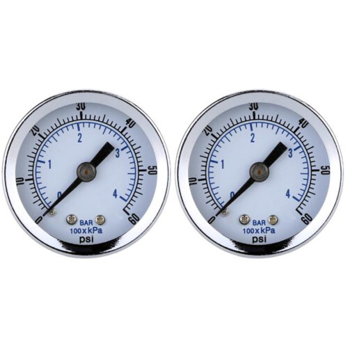 2Stk Stahl Manometer Luftdruckmesser Weiß Dualskala 1