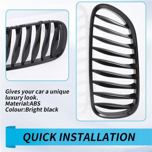 E85 Grille, Front Replacement Kidney Grill for  Z Series Z4/E85 2003-2008(Gloss Black) 2