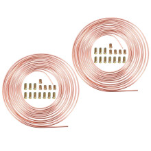 2-Pack 25ft Koperen Nikkel Remleidingset 3/16 Inch OD + 30 Stuks Montagemoeren