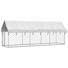 Cercado para cães com cobertura para animais exterior 400 x 100 x 150 cm Prata 02_0041909