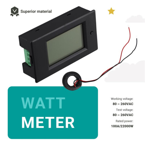 AC 80-260V 100A PZEM-061 LCD Display Digital Current Voltage Power  Ammeter Voltmeter with Current Transformer CT 2