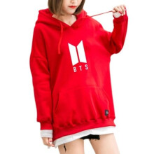 (Red, L) Bts New Hoodie Bangtan Hooded Sweatshirt Hip Hop Patchwork Pocket With Hoodies