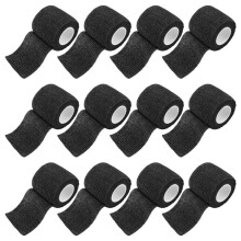 12 St Svart Elastiskt SjäLvhäFtande Bandage 5 cm Sportfast Elastiskt Bandage för Idrottsskador och Husdjursbehandling