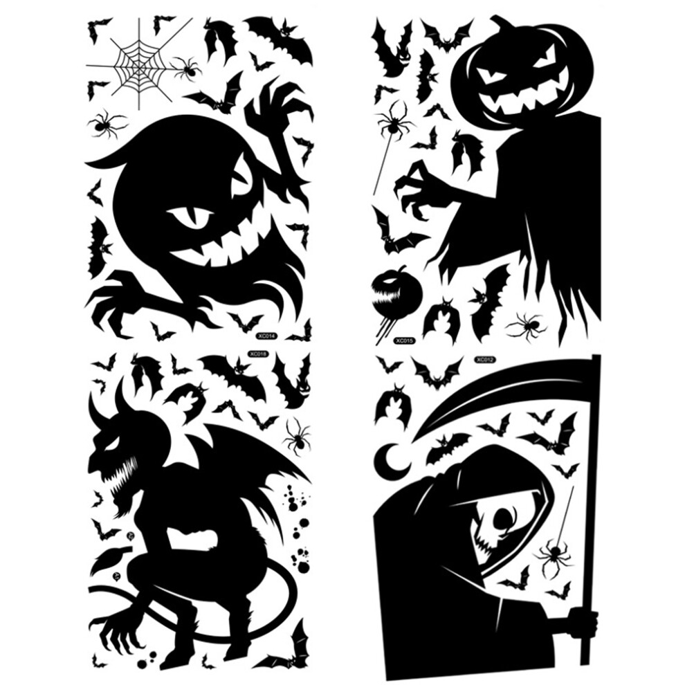 Reusable Halloween Decoration Halloween Window Cling Sticker Giant Spooky Monster Silhouette Waterproof Halloween Window Decal Wide Application 9437117436230