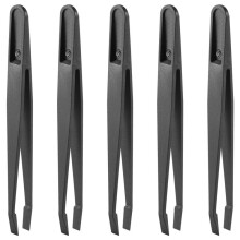 5 Stuks Handgereedschap, Zwart Plastic Antistatische Pincet met Platte Punt, 12 cm Lang