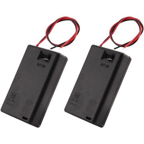 2 Pcs 3 x AAA 4.5V Battery Holder Case Box Wired /OFF  w Cover 1