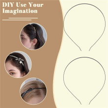 10Pcs 3mm Blank Headbands Metal Hair Band Lots DIY Accessories Black