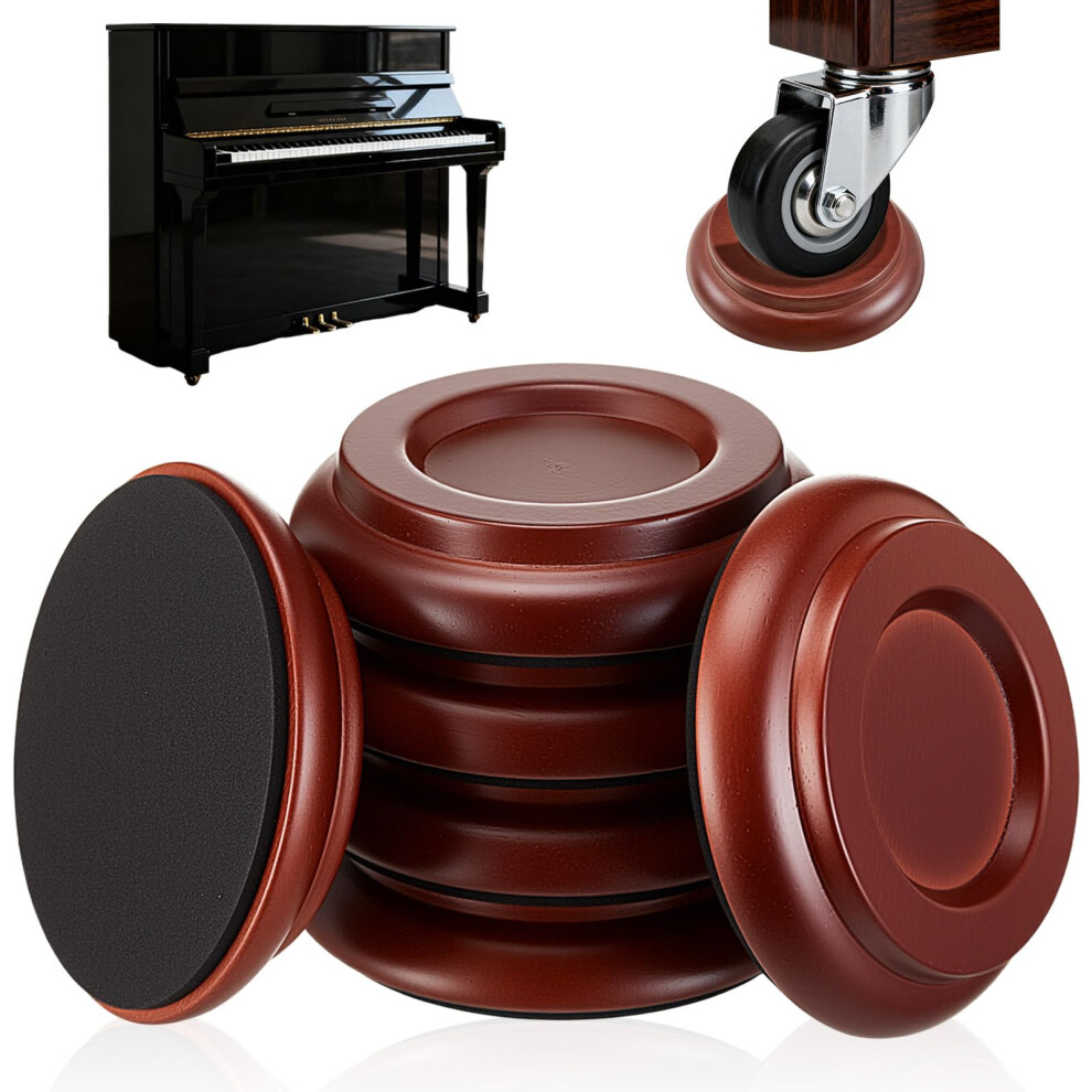 6 Pcs Wooden Piano Caster Cups For Hardwood Floors, Nonslip Felt Bottom Floor Protectors, Brown 9771547260202