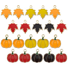 160Pcs Metal Pumpkin Pendant & Maple Leaf Charms for DIY Jewelry Decor