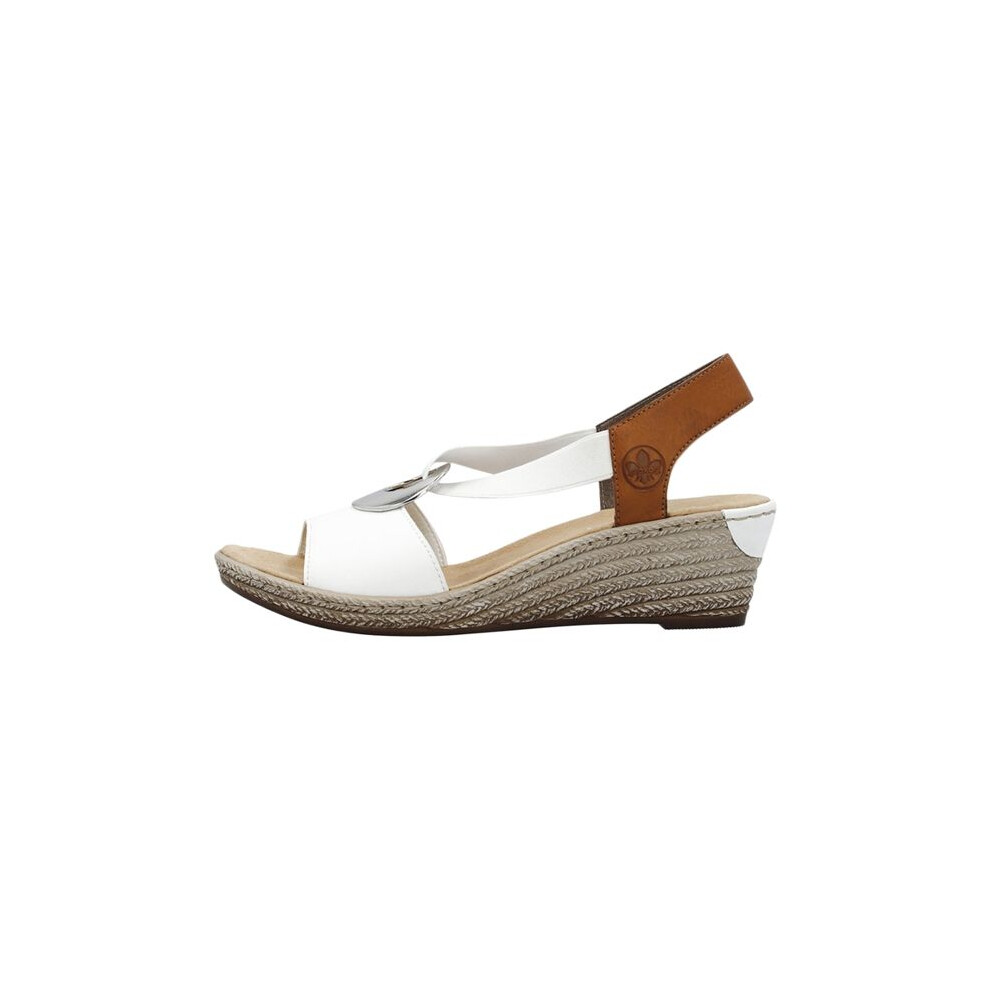 Rieker (White, Uk 5) Ladies Wedge Heeled Sandals 624H6
