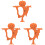 3Pièces Anneaux Dentition Bébé Silicone Orange 4