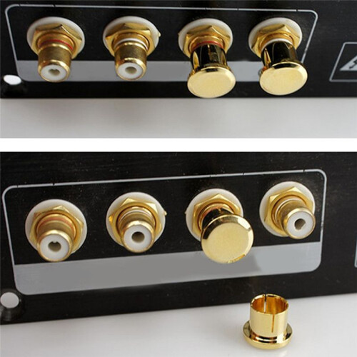 8Pcs Gold Plated RCA Protection Cap Plug Short-Circuit Socket Phono Connector Shielding Plug Socket Protection Cover Cap 1