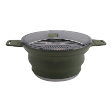 Outdoor Folding Pot Silicone Hiking Cooking Pot Portable Picnic Pot Stainless Steel Camping Cooker,Green