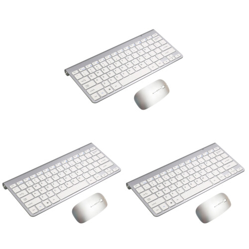 3Pcs Ultra-Thin 2.4g Wireless Keyboard Silver Computer Keyboard Set 1