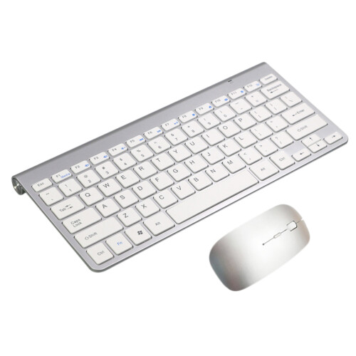 3Pcs Ultra-Thin 2.4g Wireless Keyboard Silver Computer Keyboard Set