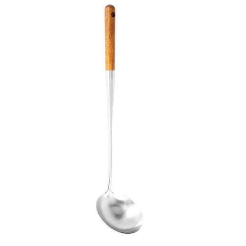 Concha de Sopa, EspáTula de 17 Polegadas para Wok, Colheres de AçO InoxidáVel para Cozinhar com Cabo de Madeira Resistente Ao Calor
