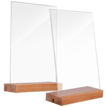 6Pcs Acrylic Sign Holders with Wood Base Clear Display Stands