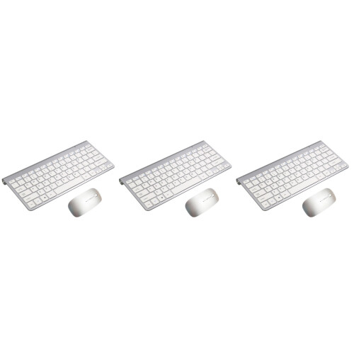 3Pcs Ultra-Thin 2.4g Wireless Keyboard Silver Computer Keyboard Set 2