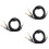 3Pcs 3.5mm Audio Cable Black Aluminum Alloy for Computer & Speaker Use 8