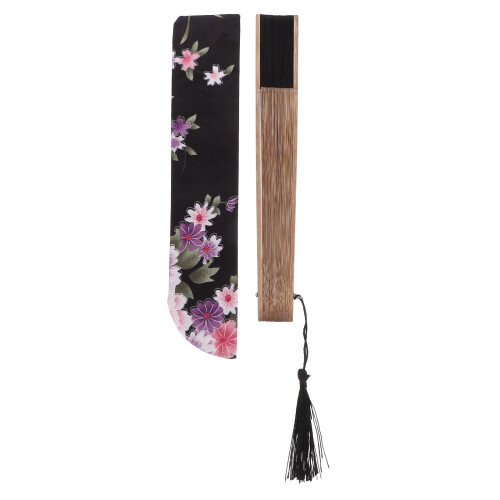 2Sets Decorative Retro Folding Fans Bamboo Paper with Protective Bag