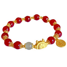 5Pcs Dragon Year Red Crystal Bracelet Beaded Fashionable Wrist Jewelry