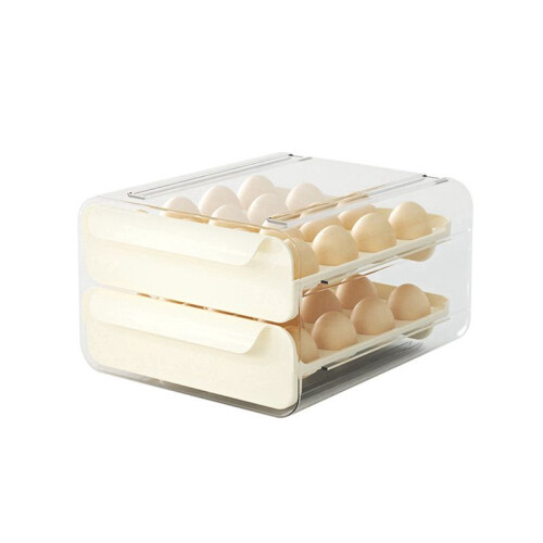 2 Tier 32 Drawer Egg Storage Box Plastic Kitchen Refrigerator Container Organizer Egg Tray Tray 1