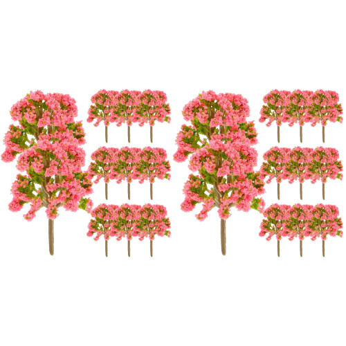 40Pcs Plastic Miniature Model Trees Pink for Scale Model Train Scenery 2