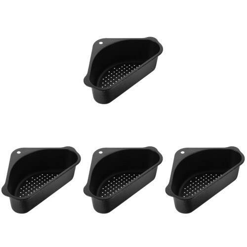 4Sets Compact Black Kitchen Sink Strainer Stainless Steel Drain Basket 1