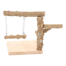 4Pcs Light Brown Wooden Bird Perch Stands Multi-Functional Parrot Toys