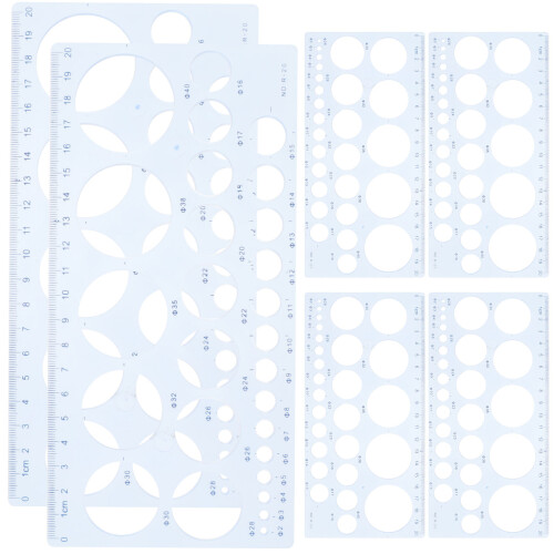 12Pcs Multi-Functional Blue Plastic Drawing Templates for Design