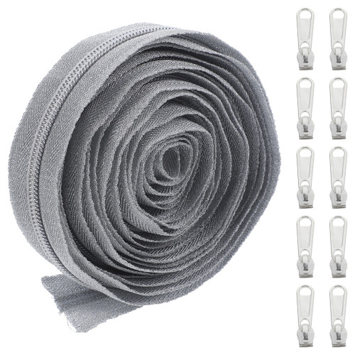 2Sets Silver Nylon Zippers for Sewing DIY with Smooth Slide Pull Tabs 2
