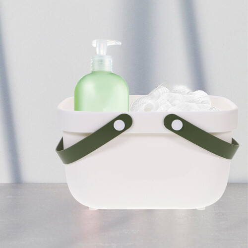 2Pcs White Bathroom Storage Basket Portable Shower Toiletry Organizer 2