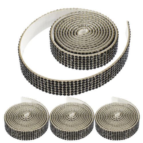 Durable Black Rhinestone Dress Belt Applique DIY Sewing Patch