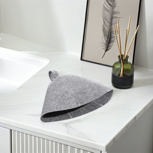 10Pcs Comfortable Sauna Head Cover Grey Felt Hat with Hanging Ring 1