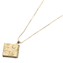 2Pcs Chic Golden Photo Necklace Copper Pendant Neck Chain for Girls