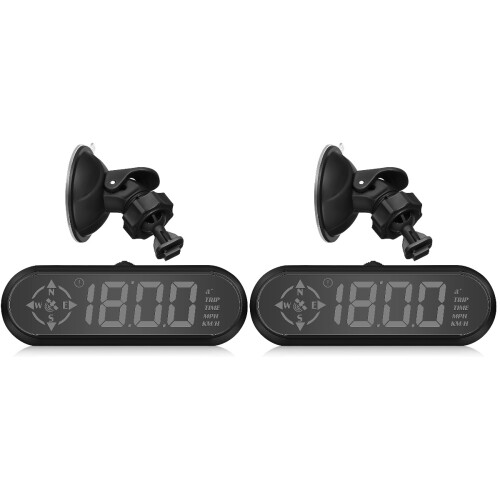 2Pcs Universal Car Hud Display Black Auto Speed Alert Digital Meter 1