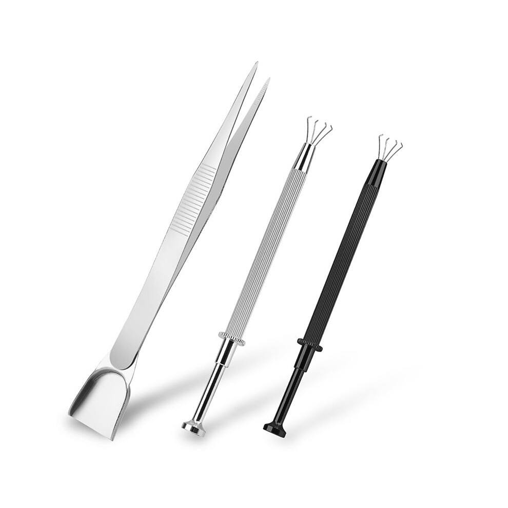Semoic 3Pcs Grabbers Tool Holder Set Jeweler's Pick Sprinkle Pen Jewelry Tweezers 4 Claw Piercing For Tiny Objects Chip