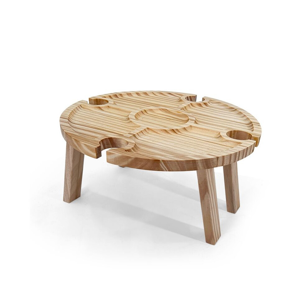 Semoic Wooden Outdoor Folding Picnic Table Portable 2 In 1 Wine Glass Rack, Foldable Desk Wine Glass Rack Table Picnic Tray