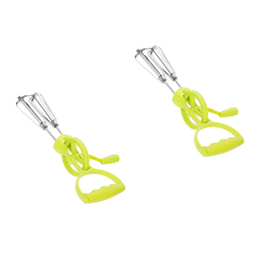 4Pcs Green Plastic Handle Hand Crank Manual Egg Beater Kitchen Mixer 2
