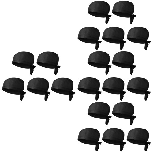 20Pcs Kitchen Black Chef Caps Adjustable Unisex Cooking Hats with Ties 2