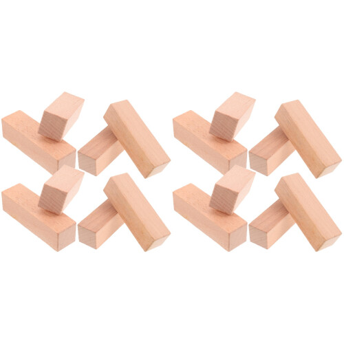 16Pcs Smooth Wooden Square Stamper DIY Craft Tool Light Brown 2