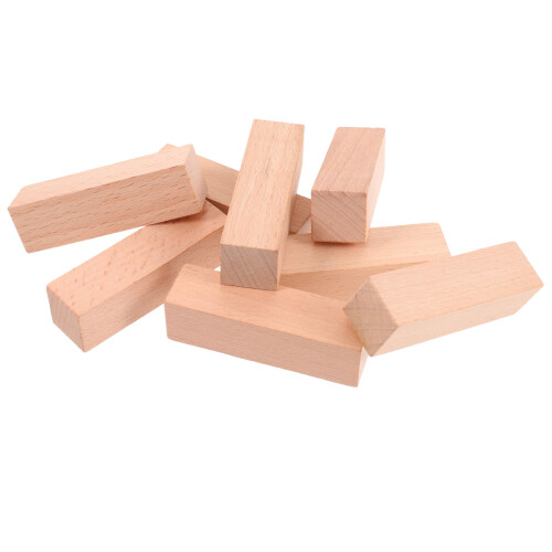 16Pcs Smooth Wooden Square Stamper DIY Craft Tool Light Brown 1