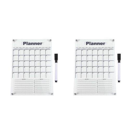 2Sets Acrylic Clear Dry Erase Boards for Student Notes and Display 2